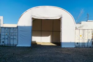 Tunnel de stockage containers, bache blanche, espace supplémentaire Eurobox, accessoires containers