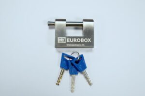 Système de verrouillage container, cadenas Eurobox en acier trempé, laiton et inox, jeux e trois clés, accessoires containers