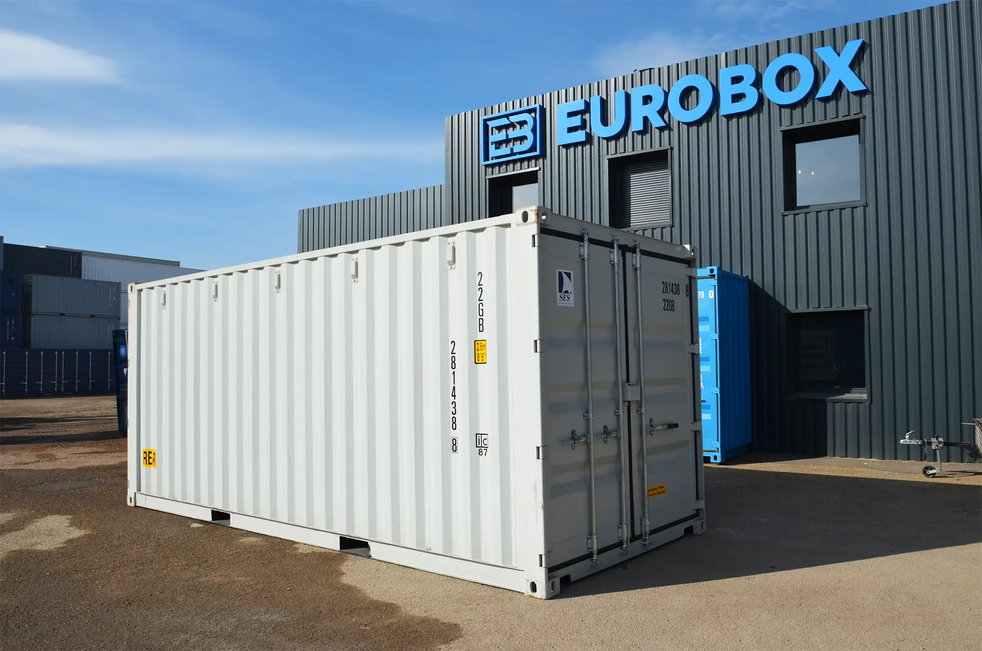 Container Double gris claire neuf. Conteneur tunnel accès face avant et arrière pour un accès optimum. Acheter un conteneur sur lyon et marseille