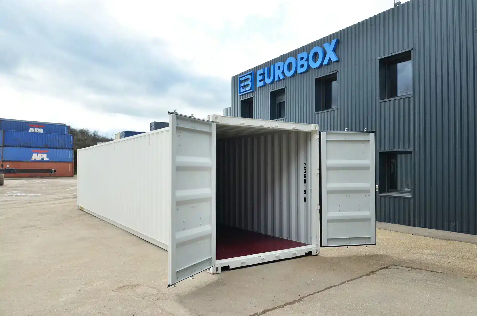Container blanc double porte a vendre sur Lyon, Container maritime neuf 40 pieds