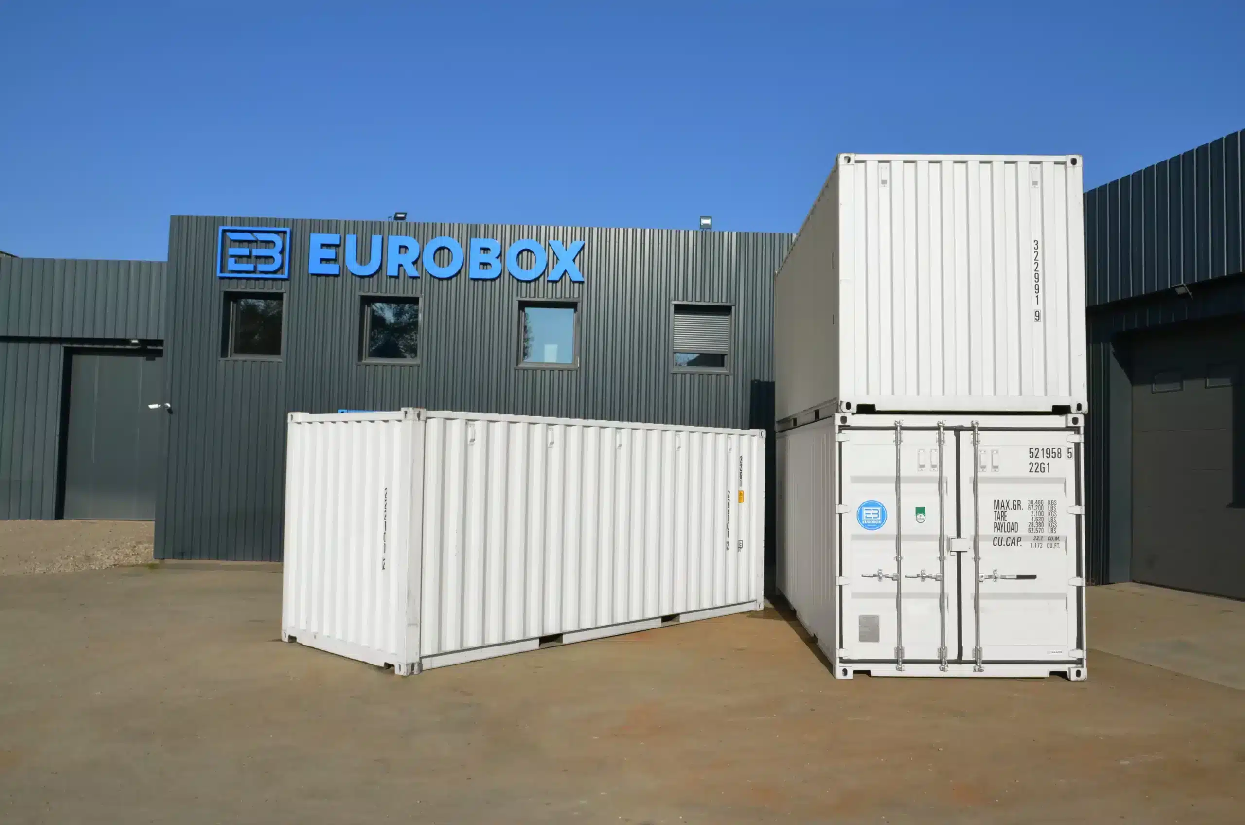 Conteneur blanc neuf, container 20 pieds maritime premier voyage