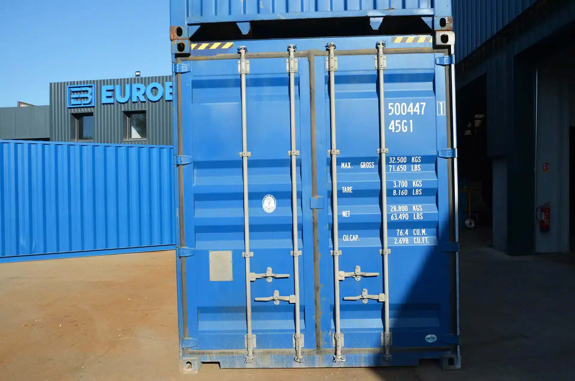 Conteneur High cube, container maritime grande hauteur , 40pieds neuf hc, porte de conteneur bleu